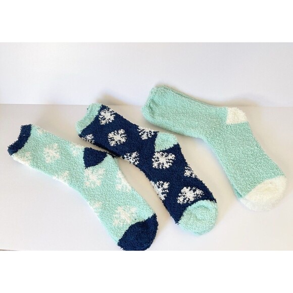 3 Pairs Women’s Fuzzy Cozy Slipper Socks Winter Warm Soft Plush Blue Size 9-11 - Picture 3 of 14